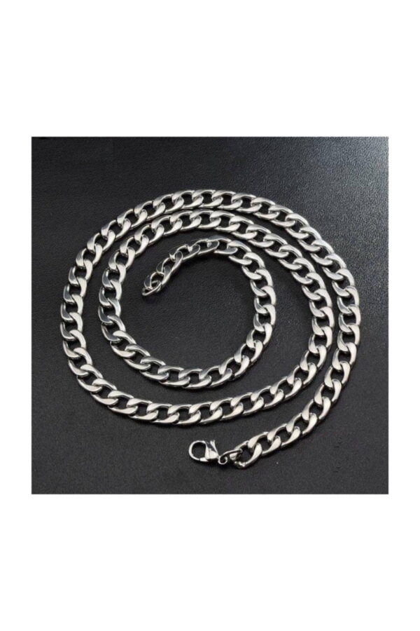 Toptan Unisex Gemici Erkek Cadena Zinciri Kolye 7 mm 56 cm Gümüş Renk - Görsel 8