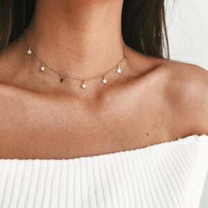 Toptan Altın Renk Geometrik Yıldız Kolye Altın Zincir Kadınlar İçin Kolye Chokers Kadınlar İçin