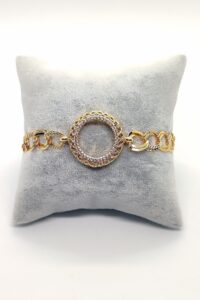 Toptan Altın Renk Zirkon Taşlı Çeyrek Altın Koyulan Bayan Bileklik Çerçeve 532