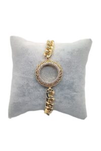 Toptan Altın Renk Zirkon Taşlı Çeyrek Çerçeve Altın Koyulan Bayan Bileklikzirkon