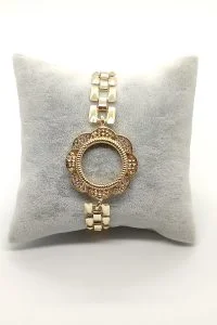 Toptan Altın Renk Zirkon Taşlı Çeyrek Altın Koyulan Bayan Bileklik Çerçeve 530