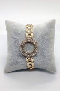 Toptan Altın Renk Zirkon Taşlı Çeyrek Altın Koyulan Bayan Bileklik Çerçeve 526