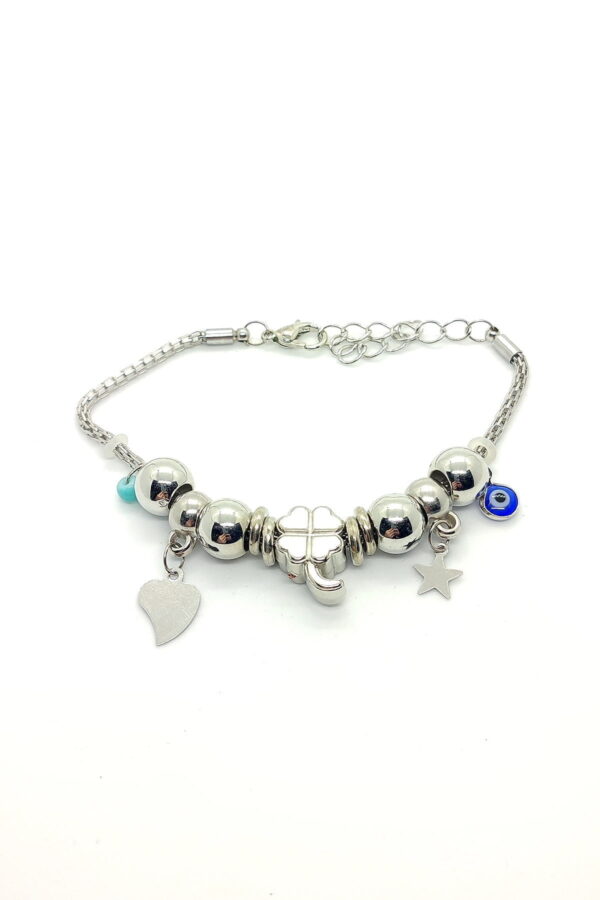 Toptan Yonca Modeli Pandora Bileklik Gümüş Renk
