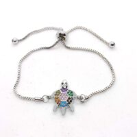 Toptan Gümüş Renk Zirkon Taşlı Kaplumbağa Asansör Bileklik