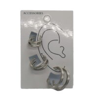 Toptan Gümüş Renk Halka Kombin Küpe 635