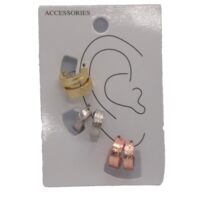 Toptan Karma Renk Taşlanmış Halka Kombin Küpe 632