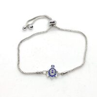 Toptan Gümüş Renk Zirkon Taşlı Nazar Kaplumbağa Asansör Bileklik