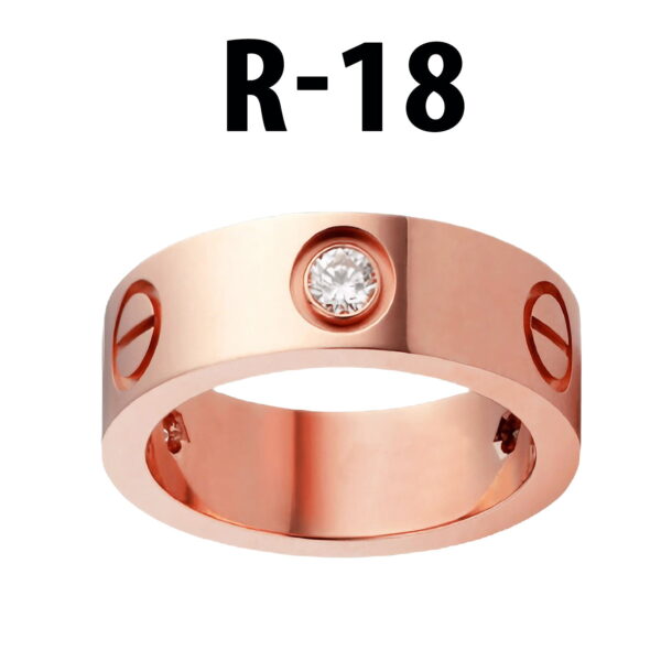 Toptan Kartier Taşlı Yüzük Rose Renk 18 Numara