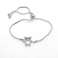 Toptan Gümüş Renk Zirkon Taşlı Baykuş Asansör Bileklik