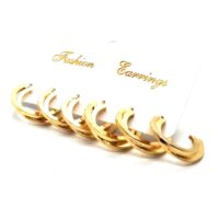 Toptan Altın Renk Halka Üst Üste Geçmeli Kombin Küpe 747