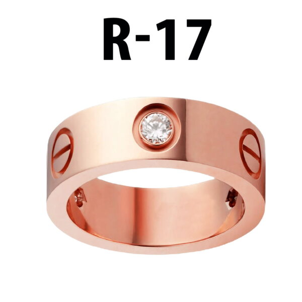Toptan Kartier Taşlı Yüzük Rose Renk 17 Numara