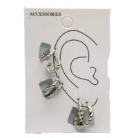 Toptan Gümüş Renk Burgu Kombin Küpe