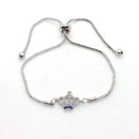 Toptan Gümüş Renk Zirkon Taşlı Çok Taşlı Kral Taçı Asansör Bileklik