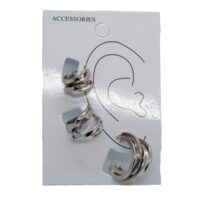 Toptan Gümüş Renk Halka Kombin Küpe 634