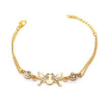 Toptan Altın Renk Çift Kuş Figürlü Çift Zincirli Bileklik 865