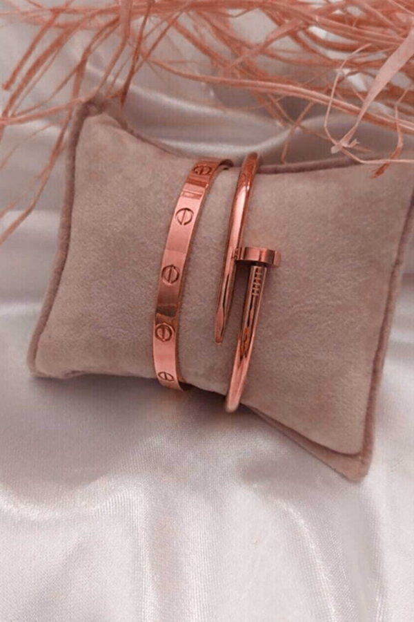 Toptan Rose Renk Çivi Ve Cartier Bileklik Set 842