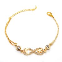 Toptan Altın Renk Ay Yıldız Sonsuzluk Figürlü Çift Zincirli Bileklik 897