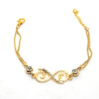Toptan Altın Renk Kalp Sonsuzluk Figürlü Çift Zincirli Bileklik 895
