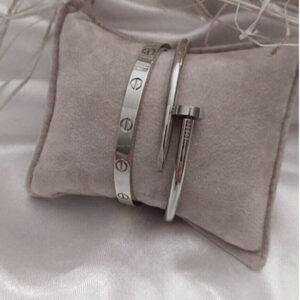 Toptan Gümüş Renk Çivi Ve Cartier Bileklik Set 843