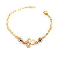 Toptan Altın Renk Kelebek Figürlü Çift Zincirli Bileklik 883