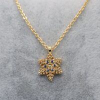 Toptan Altın Renk Zirkon Taşlı Kar Tanesi Kolye 774