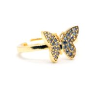 Toptan Kadın Altın Renk Zirkon Taşlı Kelebek Desenli Yüzük 815
