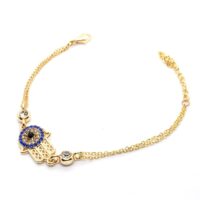 Toptan Altın Renk Nazar El Sonsuzluk Figürlü Çift Zincirli Bileklik 869