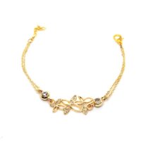 Toptan Altın Renk Çoklu Kelebek Figürlü Çift Zincirli Bileklik 867