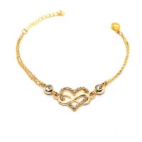 Toptan Altın Renk Birbirine Geçmiş Kalp Sonsuzluk Figürlü Çift Zincirli Bileklik Sonsuz Aşk 917