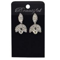 Toptan Gümüş Renk Abiye Mekik Ters V Desenli Şerit Küpe 828