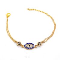 Toptan Altın Renk Mekik Göz Figürlü Çift Zincirli Bileklik 863