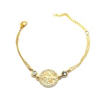 Toptan Altın Renk Yuvarlak Hayat Ağacı Figürlü Çift Zincirli Bileklik 890