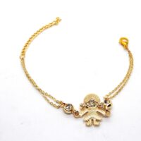 Toptan Altın Renk Kız Bebek Figürlü Çift Zincirli Bileklik 900