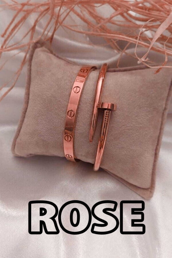 Toptan Rose Renk Çivi Ve Cartier Bileklik Set 842 - Görsel 2