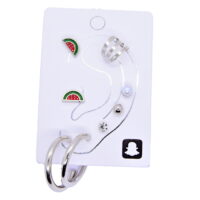 Toptan Gümüş Renk Karpuz Dilim Ombin Küpe - 970