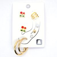 Toptan Altın Renk Kombin Küpe Kiraz Halka- 1020