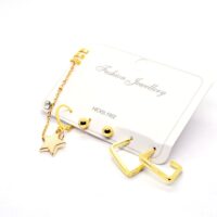 Alternative view of Toptan Altın Renk Kombin Küpe Yıldız Yarım Kare- 1010