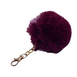 Toptan Patlıcan Moru Renk Peluş Ponpon Anahtarlık  973