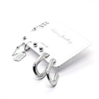 Alternative view of Toptan Gümüş Renk Kombin Küpe Good Luck Yarım Kare - 1011