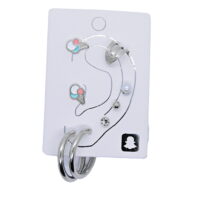 Toptan Gümüş Renk Kombin Küpe Dondurma Halka - 1029