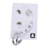 Alternative view of Toptan Gümüş Renk Karpuz Dilim Ombin Küpe - 970