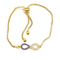 Alternative view of Toptan Altın Renk Sonsuzluk Lacivert Beyaz Taşlı Asansör Bileklik 924