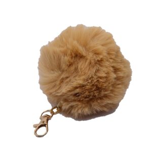 Toptan Bej Renk Peluş Ponpon Anahtarlık  976