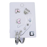 Toptan Gümüş Renk Kombin Küpe Kelebek Halka - 1032