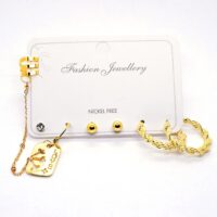 Alternative view of Toptan Altın Renk Kombin Küpe Love Burgu Halka - 1015