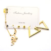 Toptan ALTIN RENK KOMBİN KÜPE YILAN ÜÇGEN - 1013