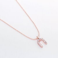 Toptan Rose Renk Zirkon Nal Kolye  - 1058