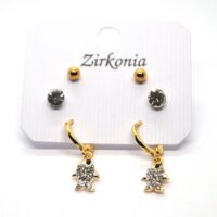 Toptan Altın Renk Zirkon Balık Küpe - 1083