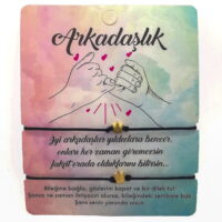 Toptan Altın Renk Siyah  İp Taç Arkadaş  Bilekliği - 1141