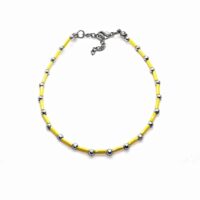 Toptan Gümüş Renk Sarı Boru Boncuk Halhal  - 1183